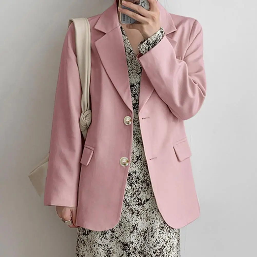 Chaqueta de traje versátil para mujer, abrigo elegante con solapa, bolsillos con solapa, prendas de vestir de negocios, estilo británico, blanco, Primavera