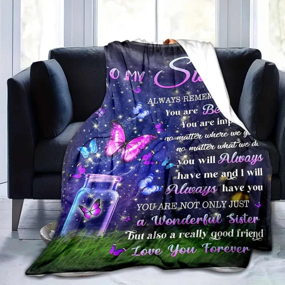 1 قطعة بطانية الأرجواني فراشة طباعة ل شقيقة هدية دافئ رقيق الفانيلا بطانية لغرفة المعيشة ديكور غرفة نوم 2026 هدية السنة الجديدة #5