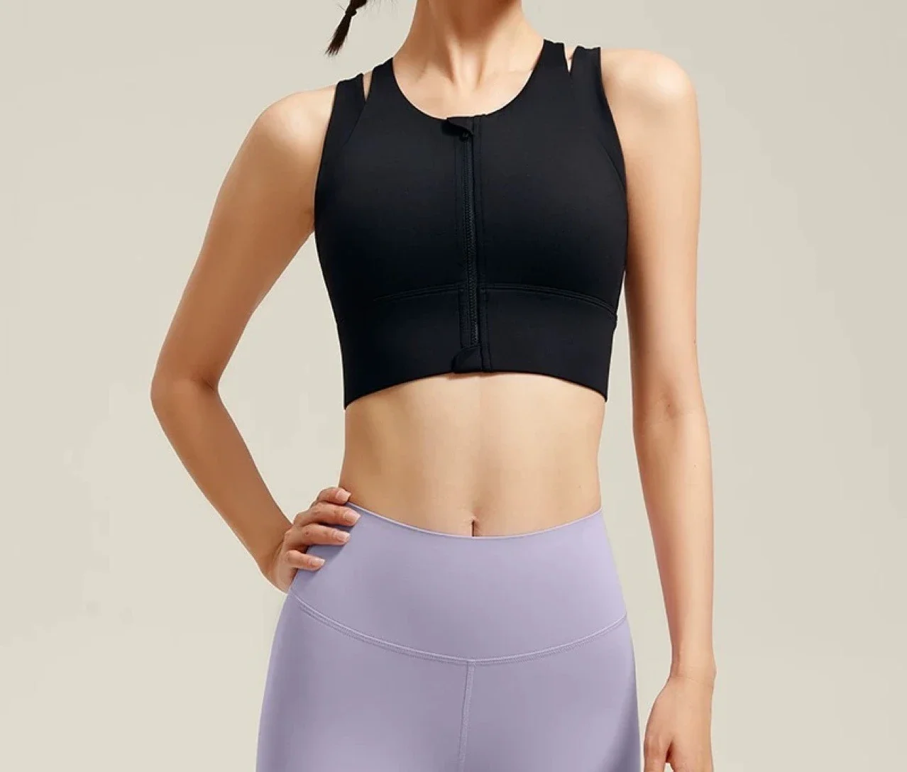 Front Zipper Sports Vest High Strength Shockproof External Wear Breast Bra Running Fitness Sports Underwear Pilates