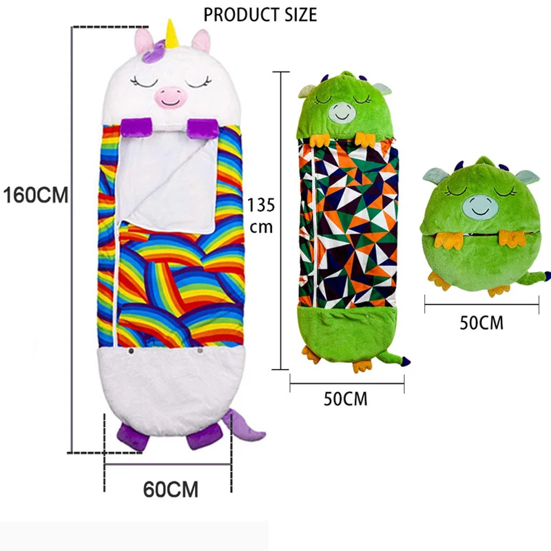 Children\'s Cartoon Sleeping Bag with Pillow for Birthday Gift Kids Comfy Plush Warm Sleepy Sack Animal Boys Girls Soft Sleepsack