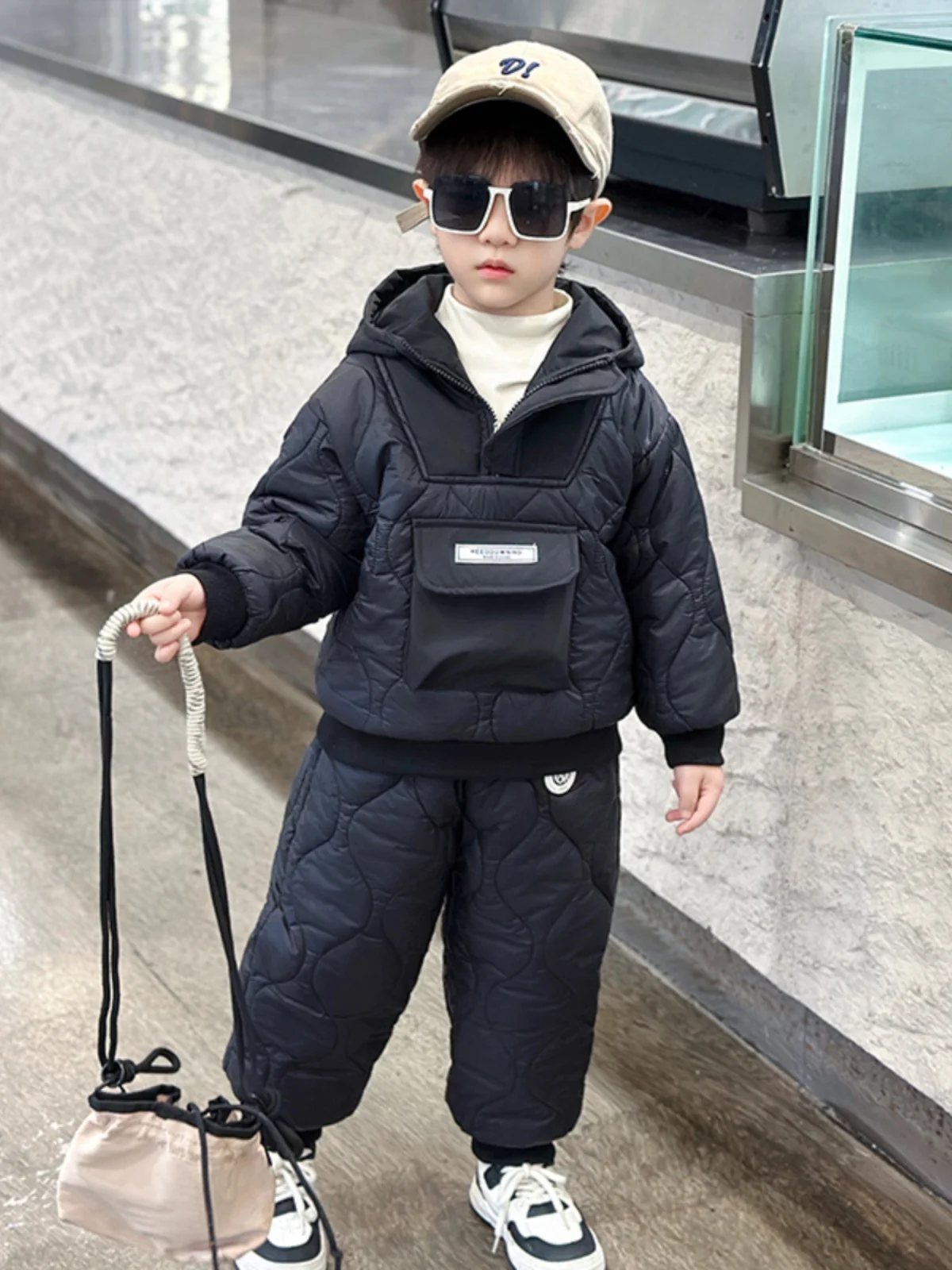 

Thiened Fce Winter Warmth Boys Set Long Sve Long Pants Sweatirt Sle Teenage Boy Casual Sportswear Trendy Baby Boy