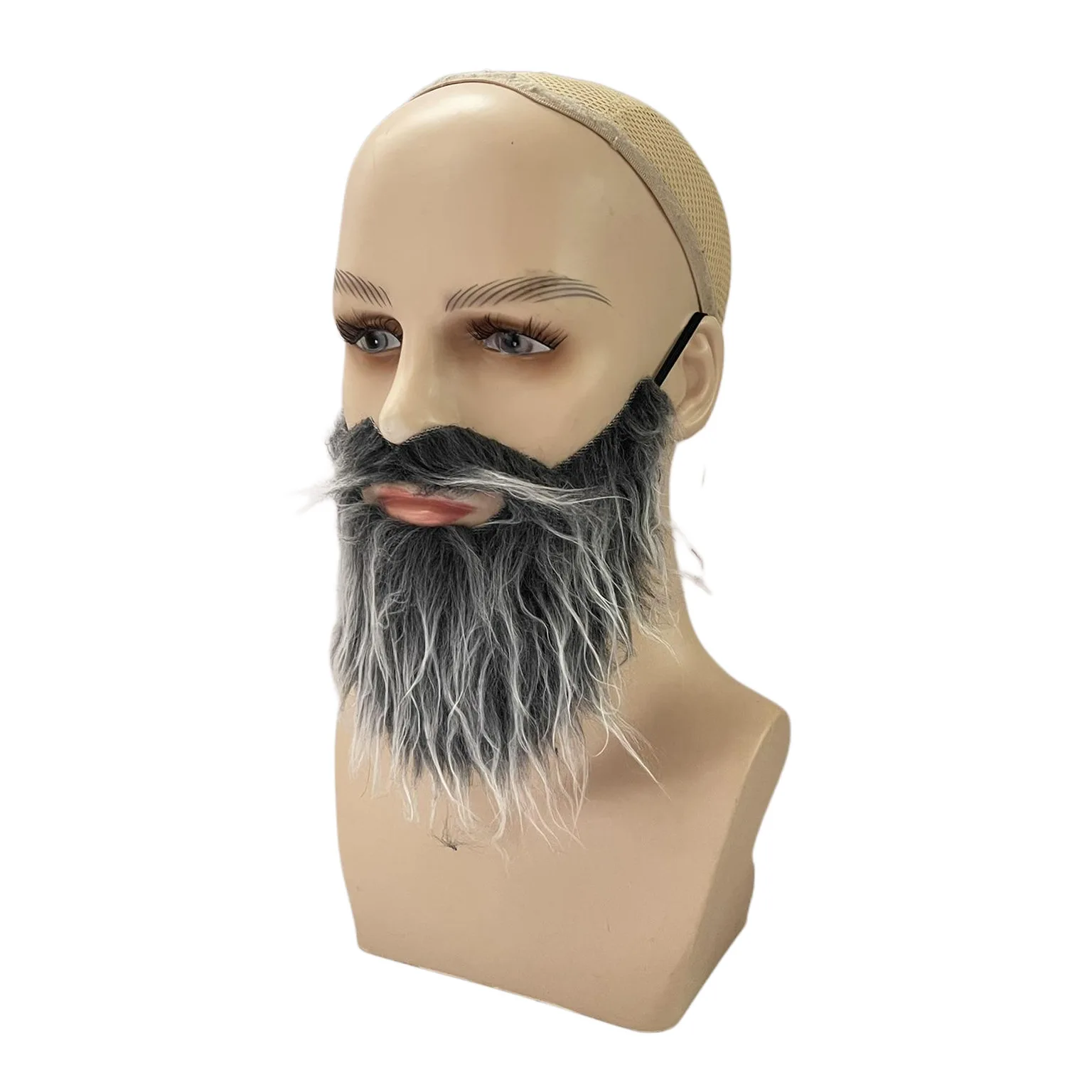 Funny Men's Beard Costume Gray-White Full Beard Christmas Dress-Up Halloween Party Props
