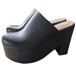 DIZHUANG shoes Fashionable women's high-heeled slippers. About 11cm heel height. Closed toe slippers. Strange Style slippers.