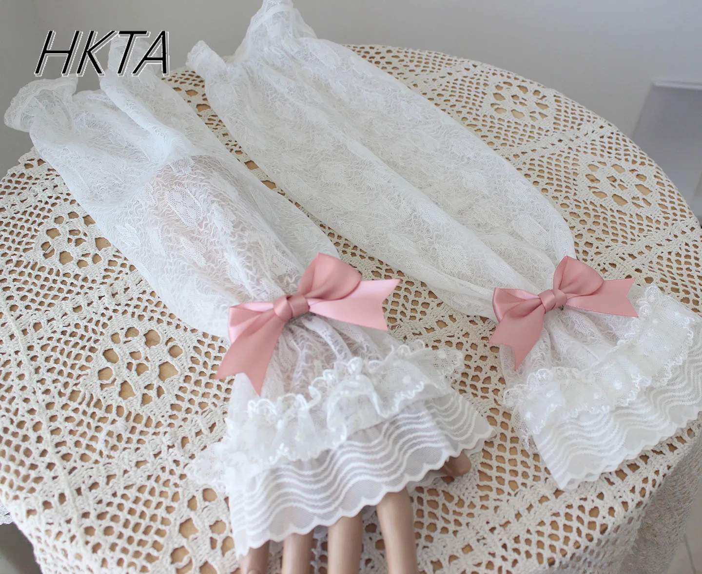 

Юбка ручной работы Kawaii Bow Lo Универсальная кружевная прямая белая рукава для женщин Милые и милые повседневные длинные нарукавники в стиле Лолиты Женские