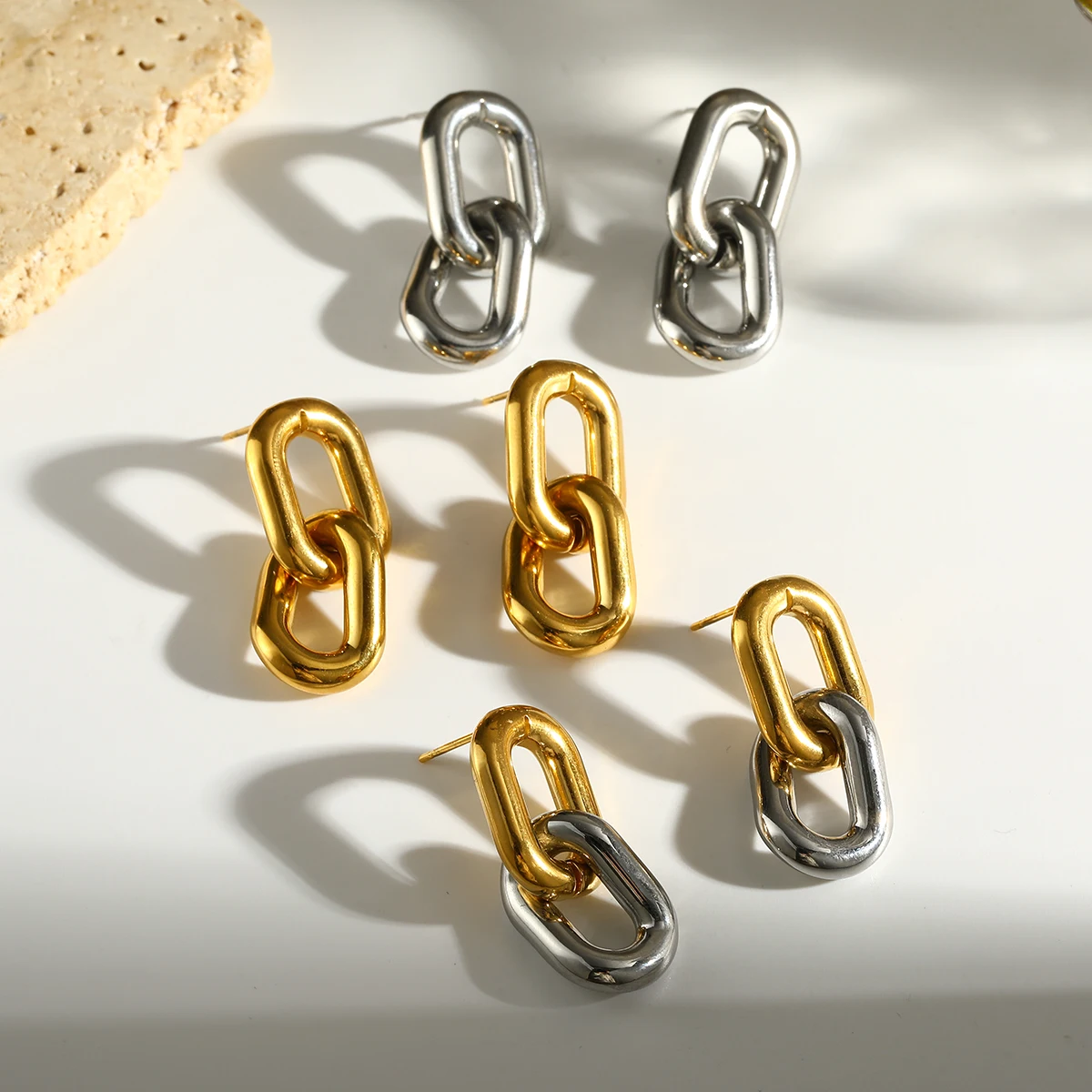 

Geometric Tropical Gold Steel Color Drop Earrings for Women Stainless Steel Piercing Ear Jewelry High Quality Mother's Day Gifts