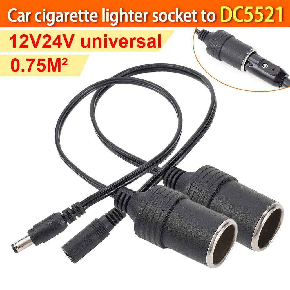 12V 24V Car Cigarette Lighter Socket Plug Connector DC Male/Female 5.5x2.1mm to Car Lighter Charger Cable Adapter Power Supply