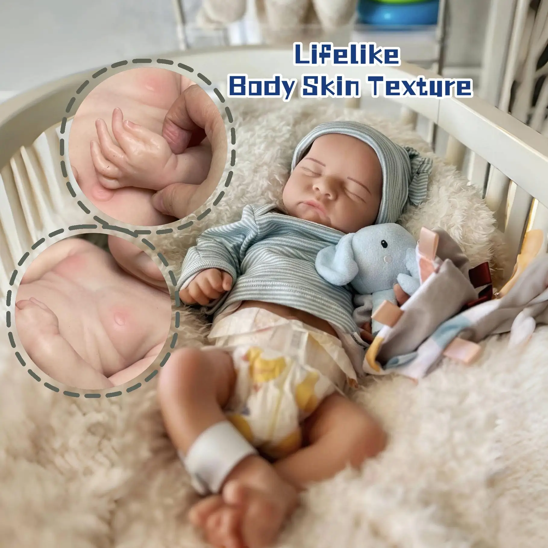 Can Open Mouth 40CM Closed Eyes Levi Silicone Boy Doll With Painted Bald Flexible  Lifelike Bebe Reborn Baby Doll For Kids' Toy
