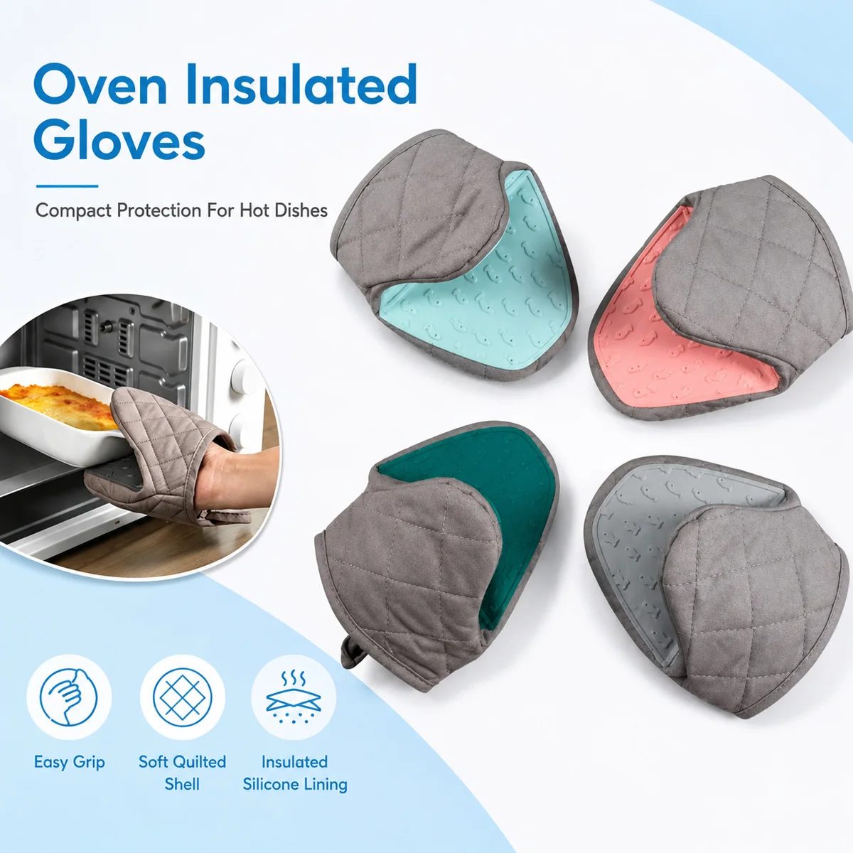 1PC Heat Resistant Oven Gloves Fish Shaped Insulated Gloves Anti Slip Silicone Suitable For Kitchen Baking Cooking And Grilling