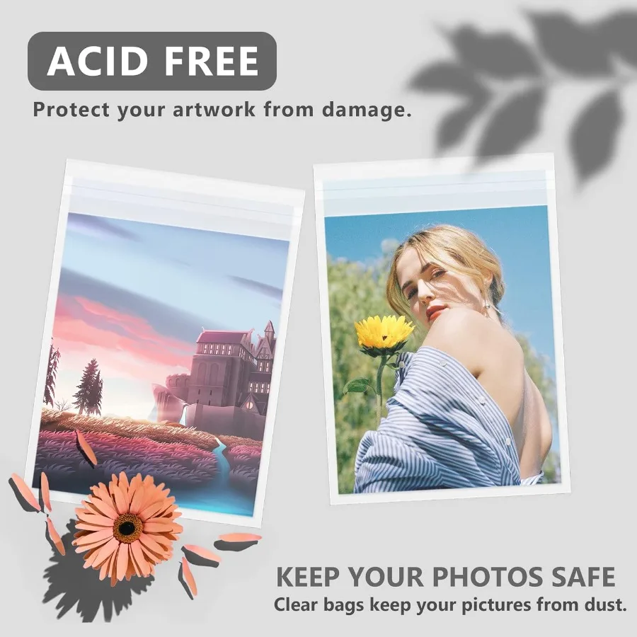 100 حزمة 11 3/7 × 14 3/8 بوصة كريستال صور الأكمام أكياس التخزين ل 11x14 صور حصيرة الأكمام الفنية للمطبوعات شفافة بروتي