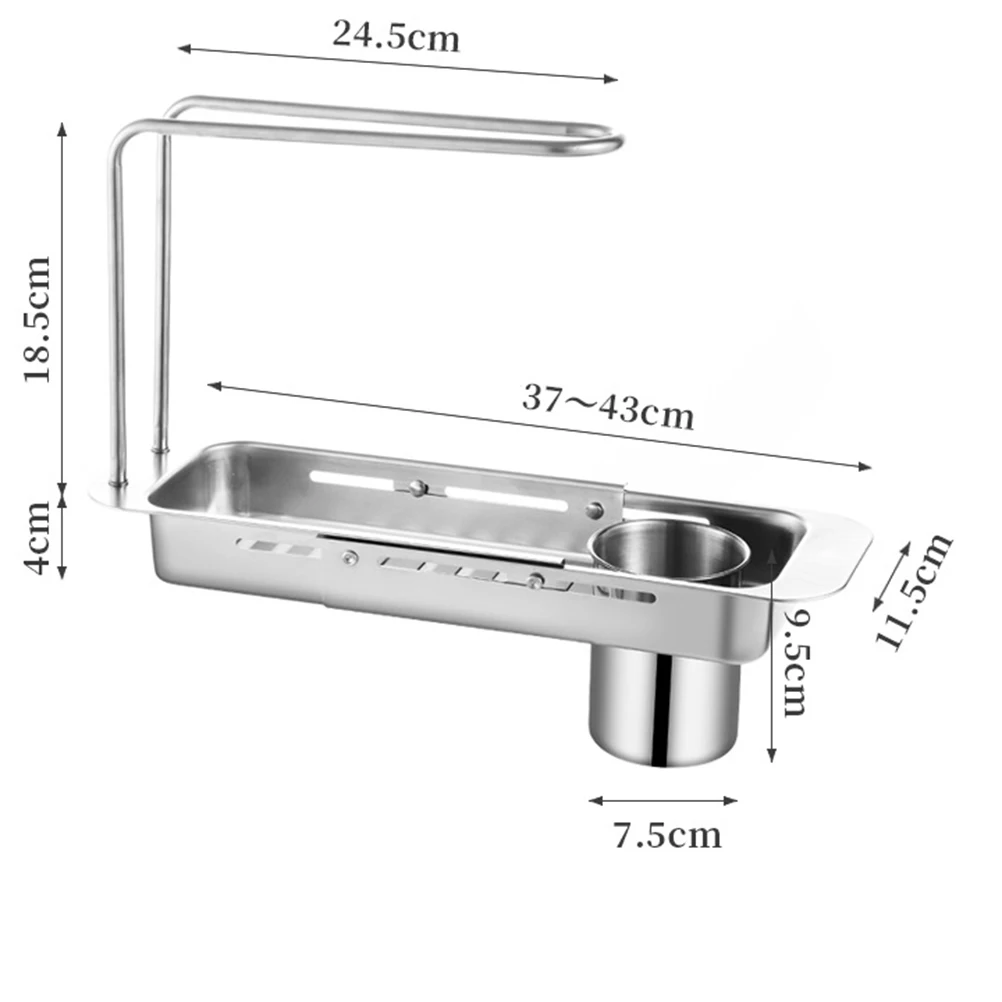 Stainless Steel Kitchen Sink Retractable Drain Rack Household Vegetable Wash Basin Drain Basket filter Basket