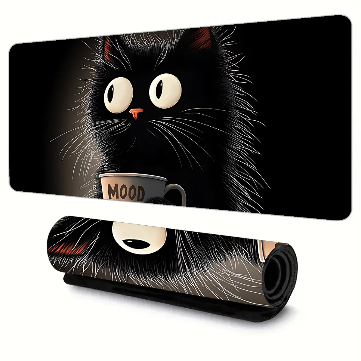 

Black cat pattern mouse pad is a large gaming rubber anti-slip and durable PC accessory, suitable for both families and gamers