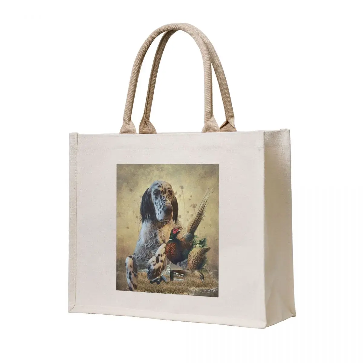 

English setter with pheasants, art Tote Bag custom fabric bag custom tote bag cute pouch tote men's