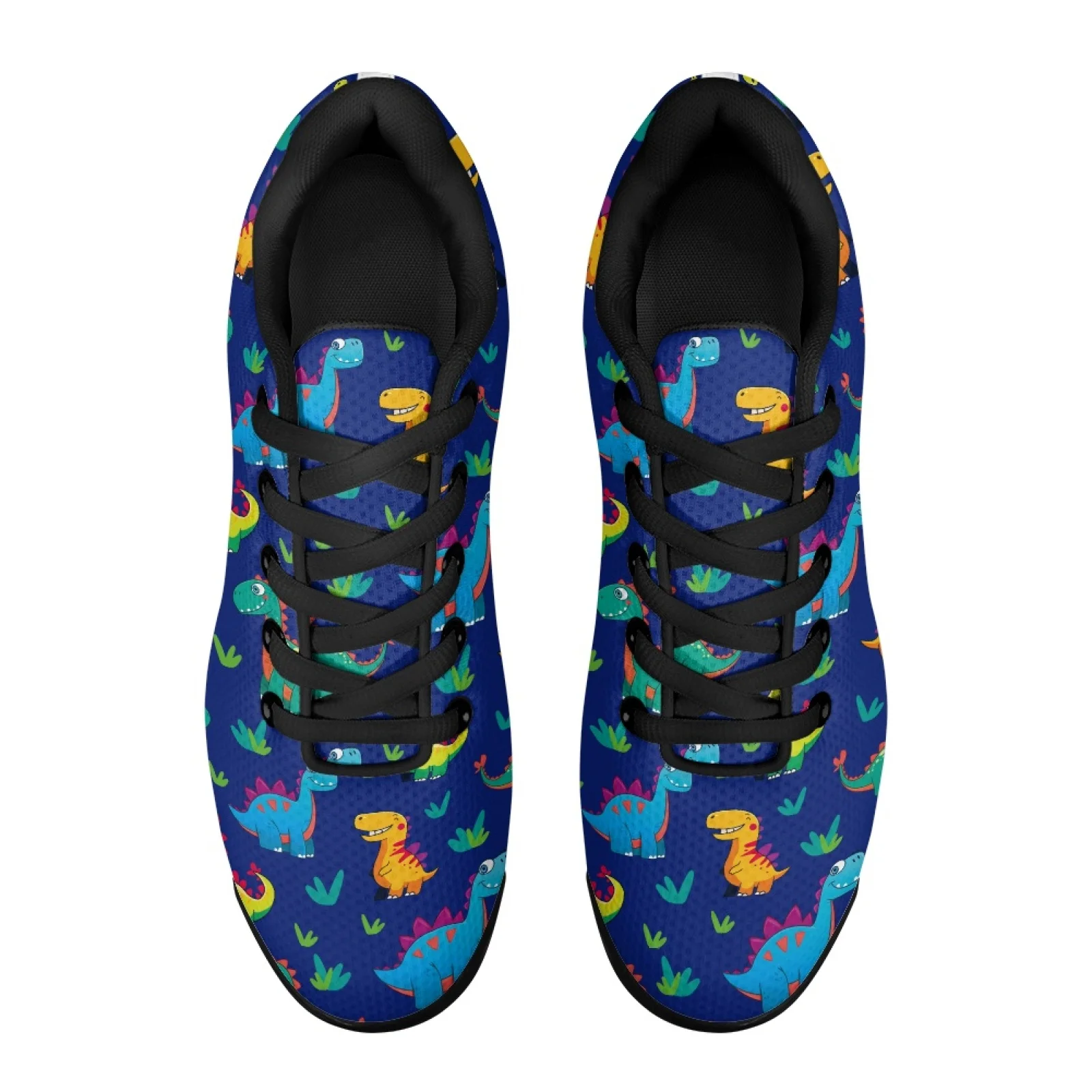 PENSTROLL Cartoon Dinosaur Modern Mesh Sneakers Walking Shoes for Athletic Breathable Lace-up Sneakers