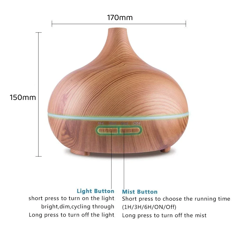Good Quality Aromatherapy Humidifier 500ml Wood Grain Smart Electric Ultrasonic Essential Oil Aroma Diffuser For Home Office