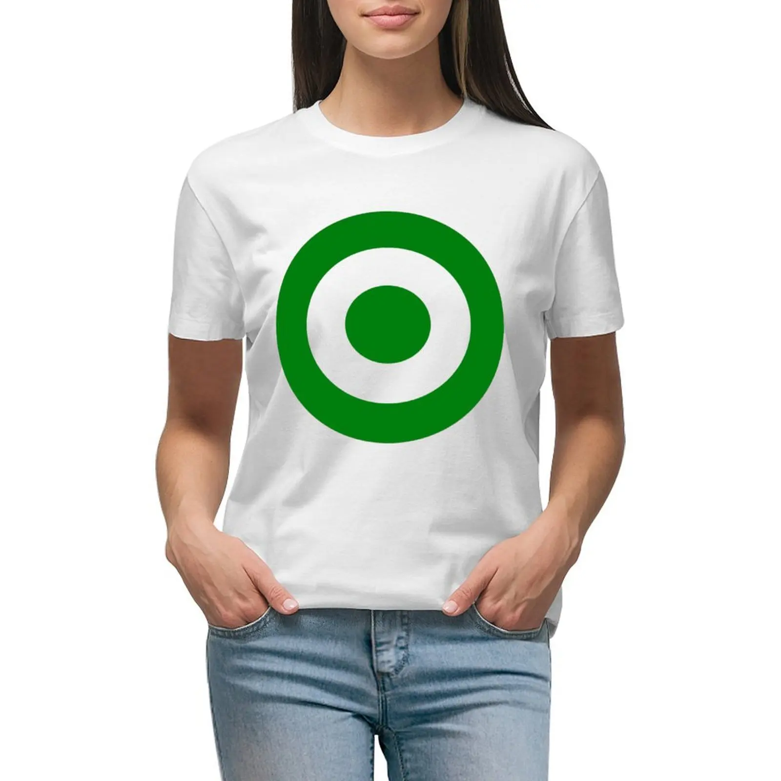 Green Target Bullseye T-shirt cute tops oversized fashion woman blouse 2024