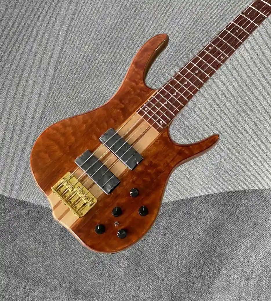 Custom Brown Electric Guitar with Rosewood Fingerboard, Dot Inlay, Active 9V Box for Stage Performance Beginners Players