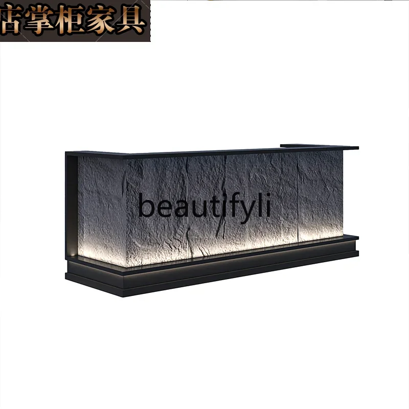 Light luxury stainless steel bar counter clothing store checkout page counter beauty salon barber shop front desk3286