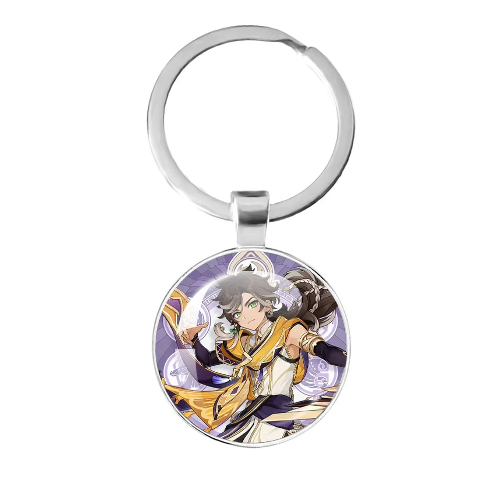 Game Genshin Impact Sumeru City Anime Characters Glass Keychain Nahida Nahida Wanderer Cosplay Props Accessories Gift Key Ring