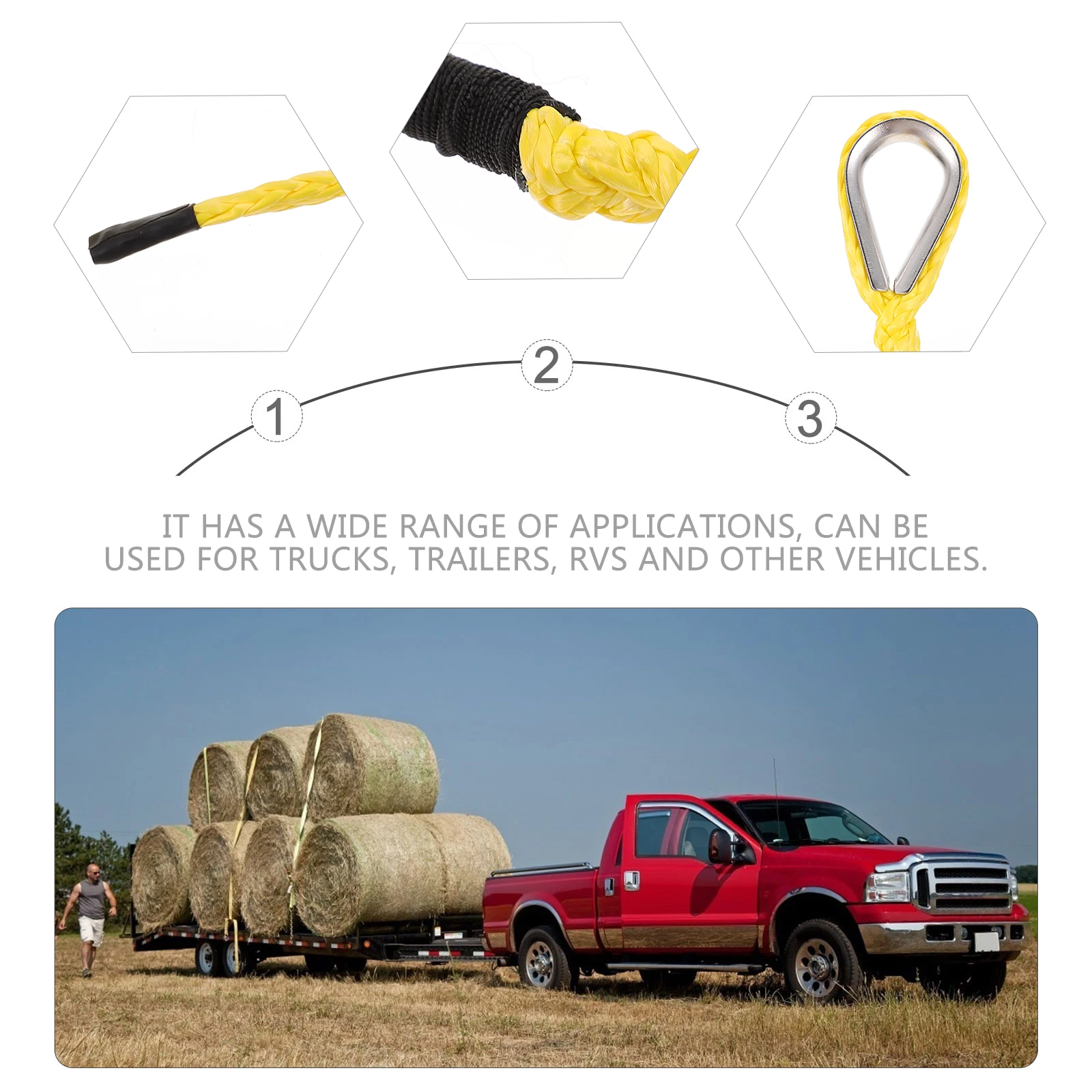 1 قطعة مقطورة الأصفر الكهربائية ونش كهربائي ونش النايلون مقطورة حبل للشاحنات RVs دائم النايلون حبل للسحب العملي