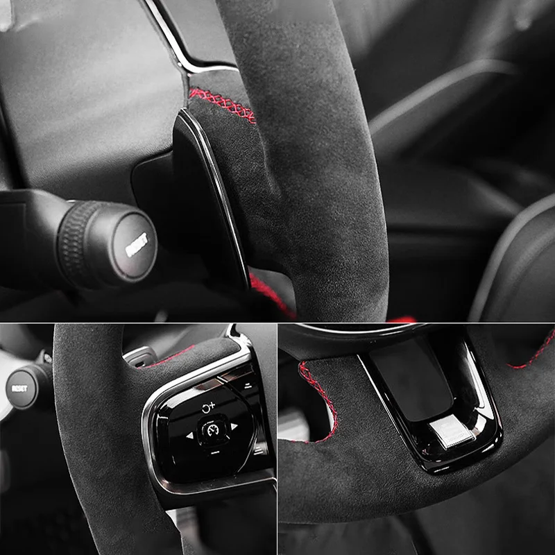 Cubierta de volante trenzada de Alcantara Real para Mercedes Benz Clase A W177 Clase B W247 Clase C W205 Clase CLS estilo