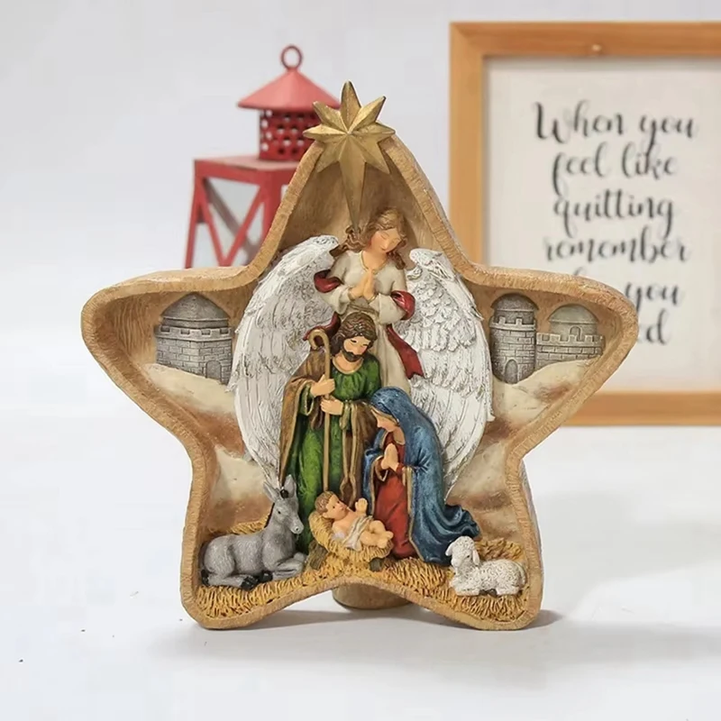 European Holiday Decoration Home Table Decoration Five-Pointed Star Manger Birth Window Decoration-A51M