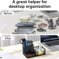 Mesh Desk Organizer Office Supplies Caddy with Pencil Holder and Storage Baskets for Desktop Accessories, 3 Compartments, Black 5