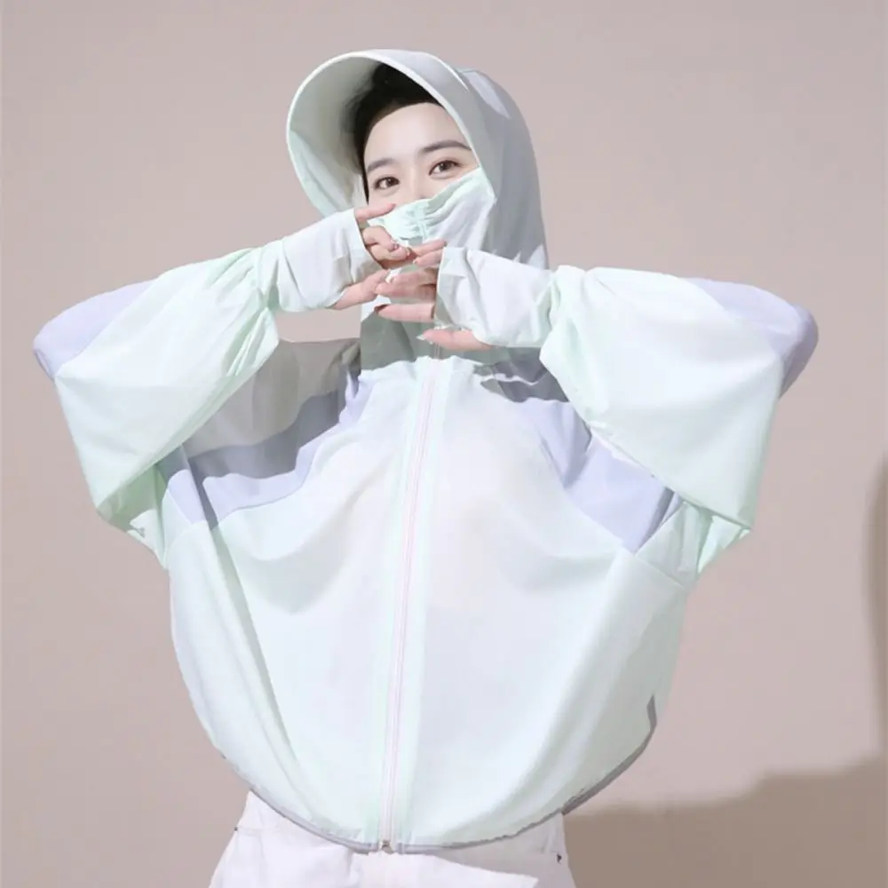 بلوزات الموضة ملابس واقية من الشمس المرقعة بأكمام طويلة ملابس Sunblock المضادة للأشعة فوق البنفسجية شال في الهواء الطلق حماية من الشمس معاطف النساء #2