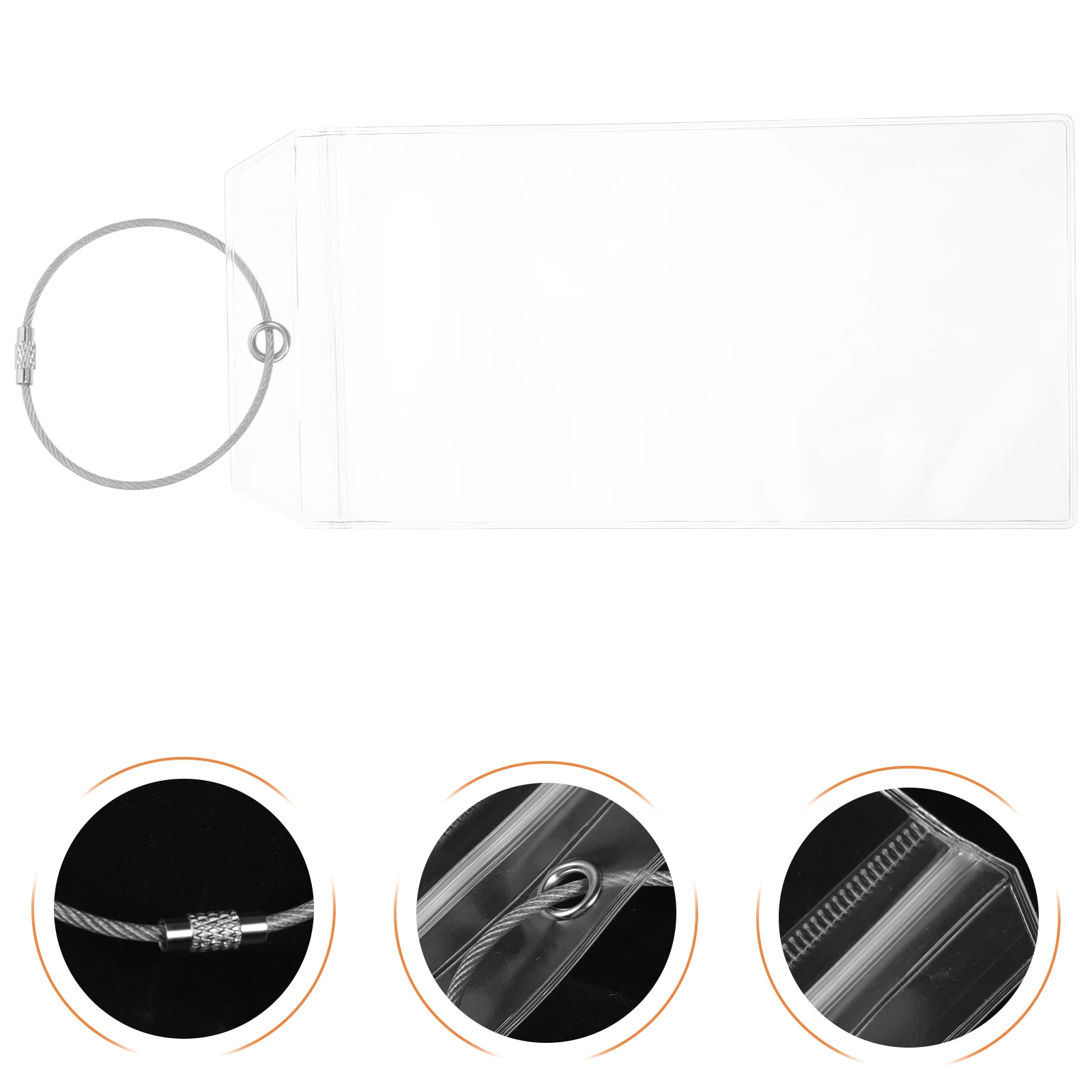 

5 set Id Card Holders Badge Sleeves Clear Pvc Protective Covers Work School Office Factory Employees Steel Wire Lanyard Fit