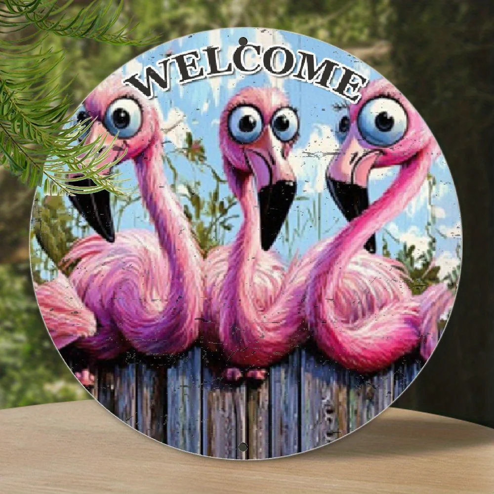 Pink Retro Flamingo Welcome Sign - 8
