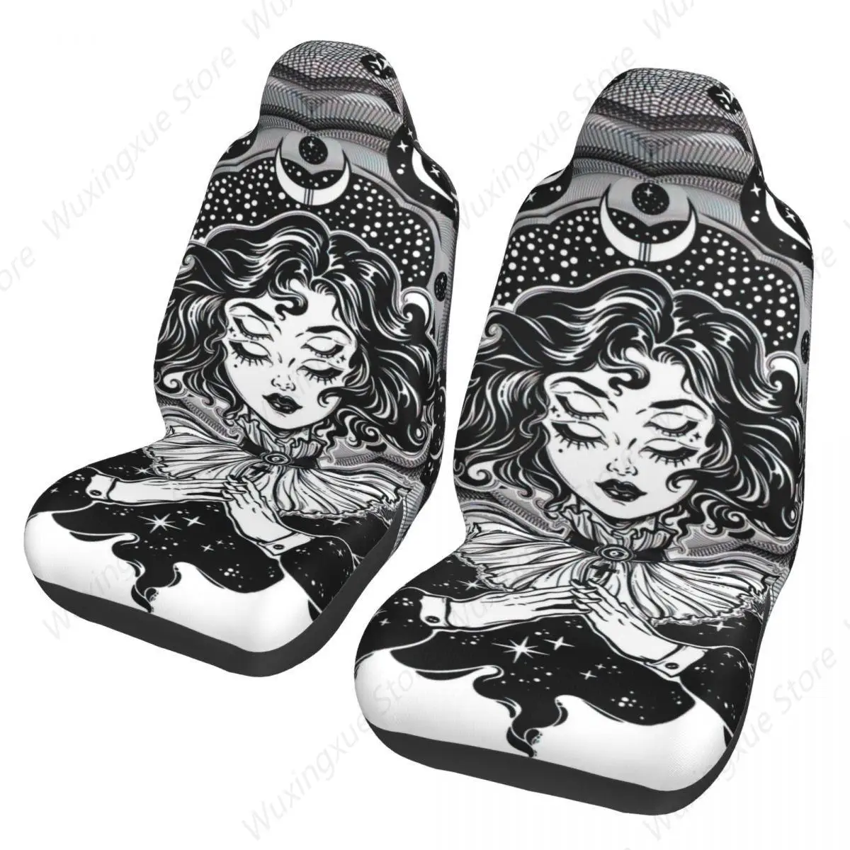 Gothic Girl Portrait With Four Eyes Car Seat Cover Custom Printing Universal Front Protector Accessories Cushion Set