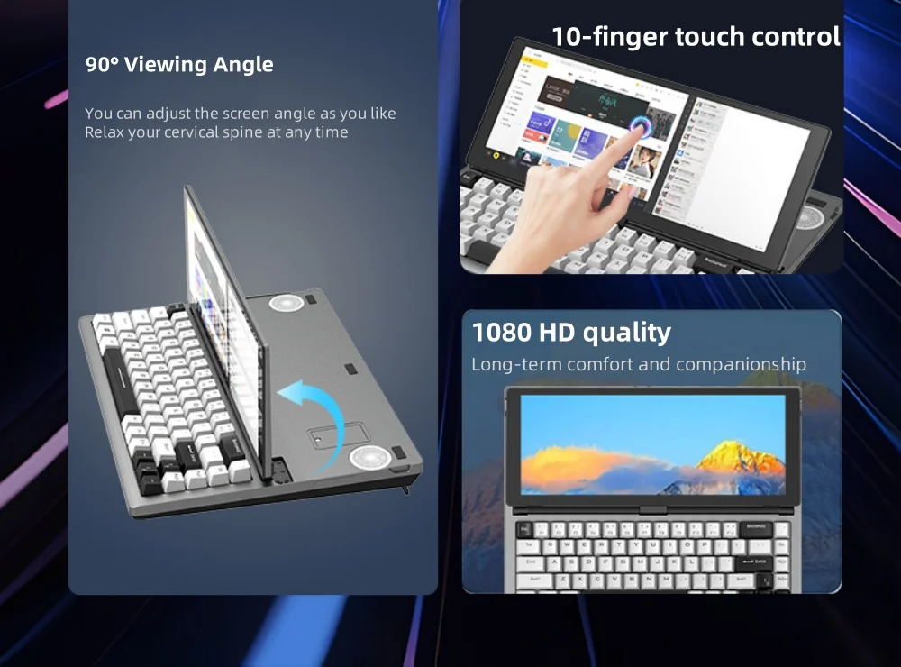12.3 Inch HD IPS Panel Portable Gaming Monitor 1920*720 USB Interface 90° Foldability Touch Screen Keyboard High Resolution