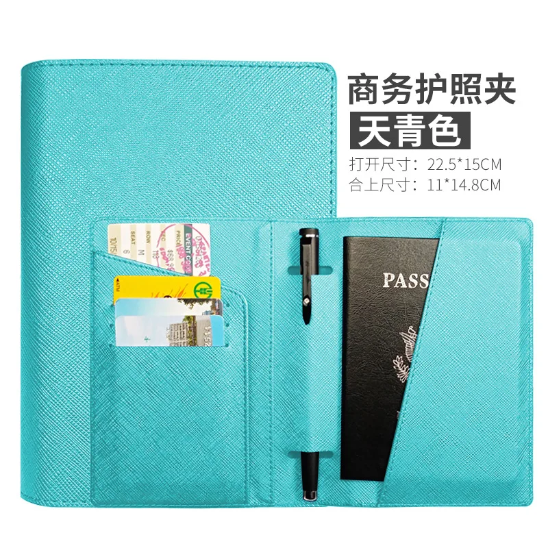 Funda de cuero con banda elástica para pasaporte, bloqueo RFID para tarjetas, soporte para pasaporte de viaje, BILLETERA, organizador de documentos, estuche para hombres y mujeres