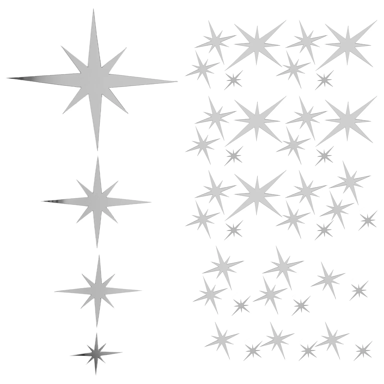 

61Pcs Acrylic Star Wall Stickers Mirror Decals Silver Selfadhesive Home Decor Room Nursery Party Stickers Stars