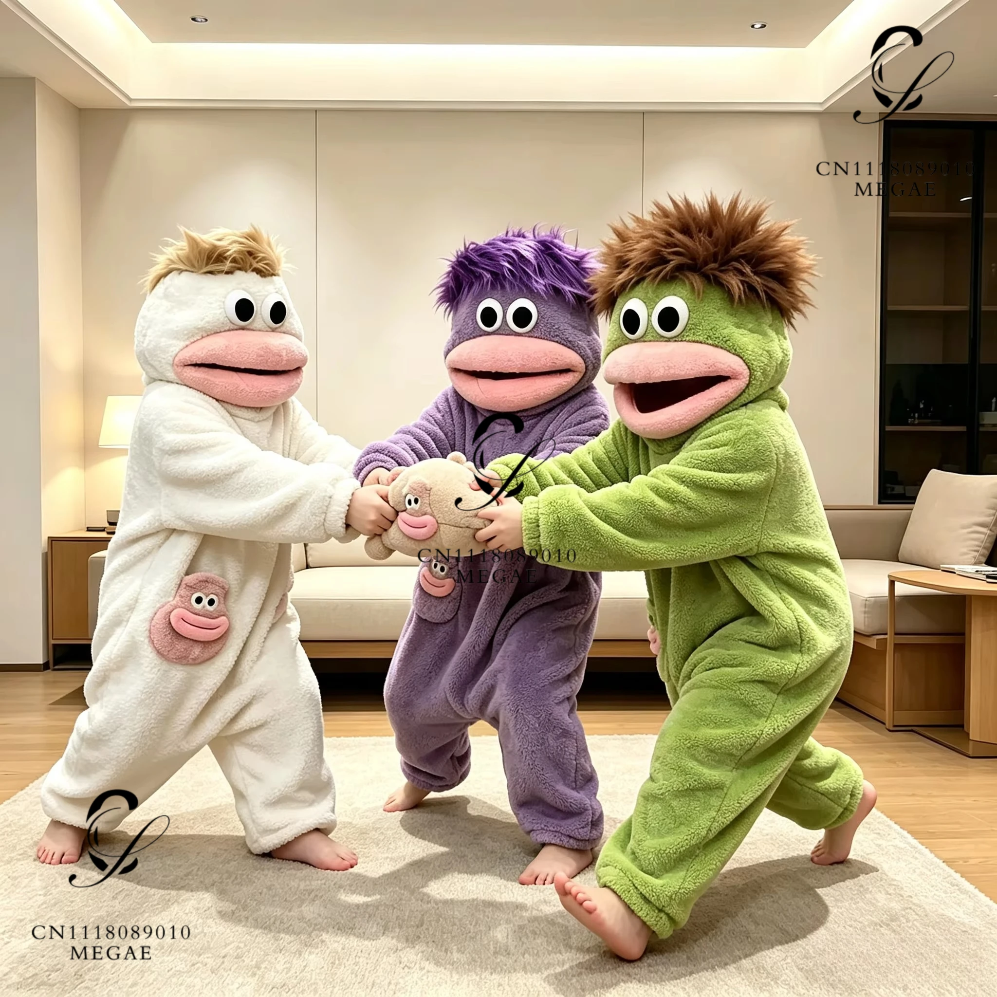 Cute Big Mouth Monster Onesie Pajamas Thick Coral Fleece Homewear Funny Couple Sleepwear for Men Women Autumn Winter Lounge Wear