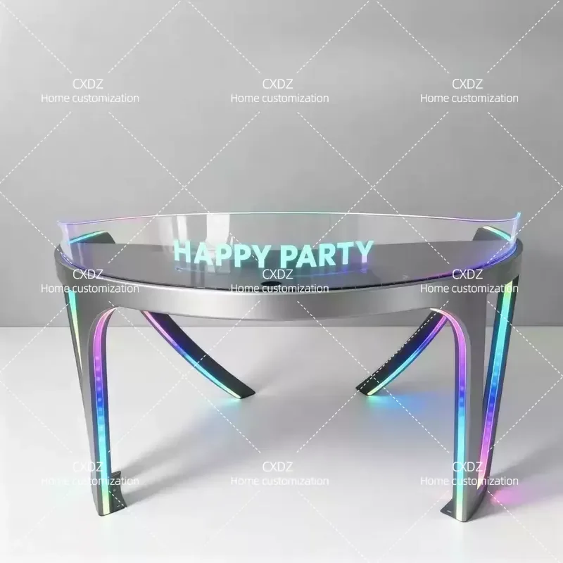 Luminous DJ Table Semi Round Mixer Console for Party Room Nightclub Bar Box Customizable Dancing Light Up DJing Station
