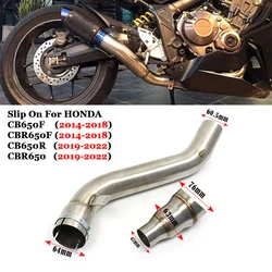 Motorcycle Exhaust Modified 60mm interface Middle Link Pipe Slip On For HONDA CB650F CBR650F 2014-2018 CB650R CBR650 2019-2022