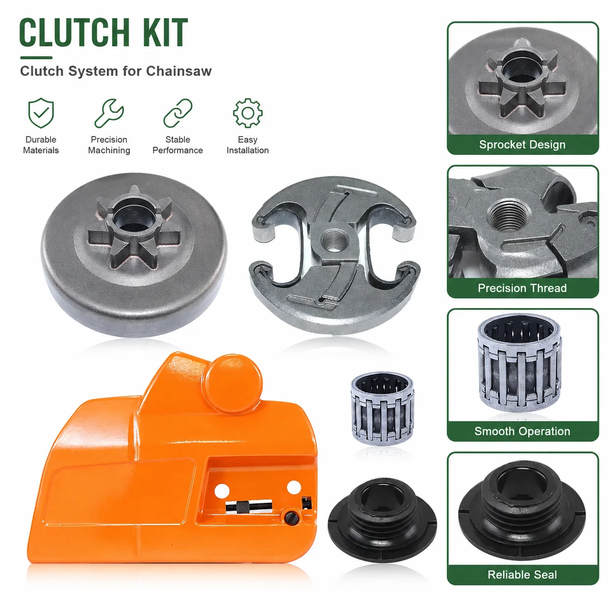 Clutch Cover for Husqvarna 455 460 Rancher 461 Jonsered CS2255, Clutch Drum Worm Gear Bearing, Replace 537110503 537286301 view 4
