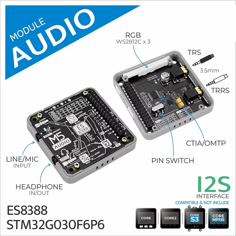 Exquisite-Audio Module (STM32G030) Audio Interactive Expansion Module TRS+TRRS Dual 3.5Mm Jack
