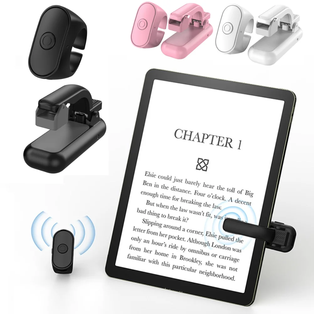 RF Remote Control Page Turner & Camera Shutter for Kindle Kobo EReaders & iPhone/Android, Video Record Clicker Accessories