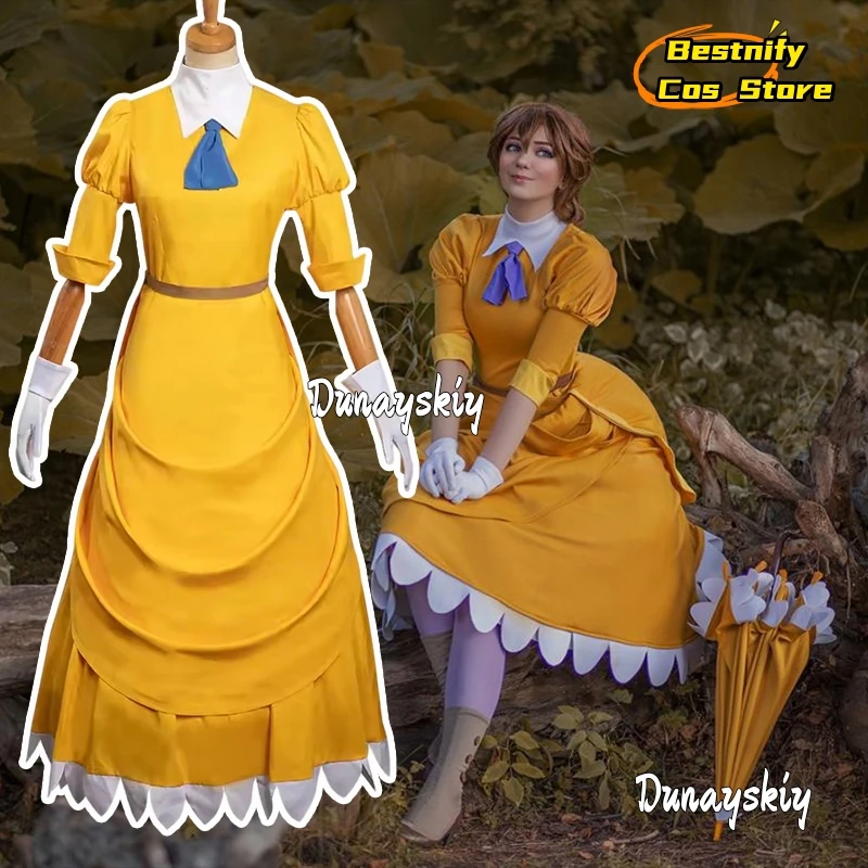 

CosplayPrincess Lolita Dress Women Yellow Fantasy Cosplay Ball Gown Dress Anime Halloween Carnival Party Performance Costume Rol