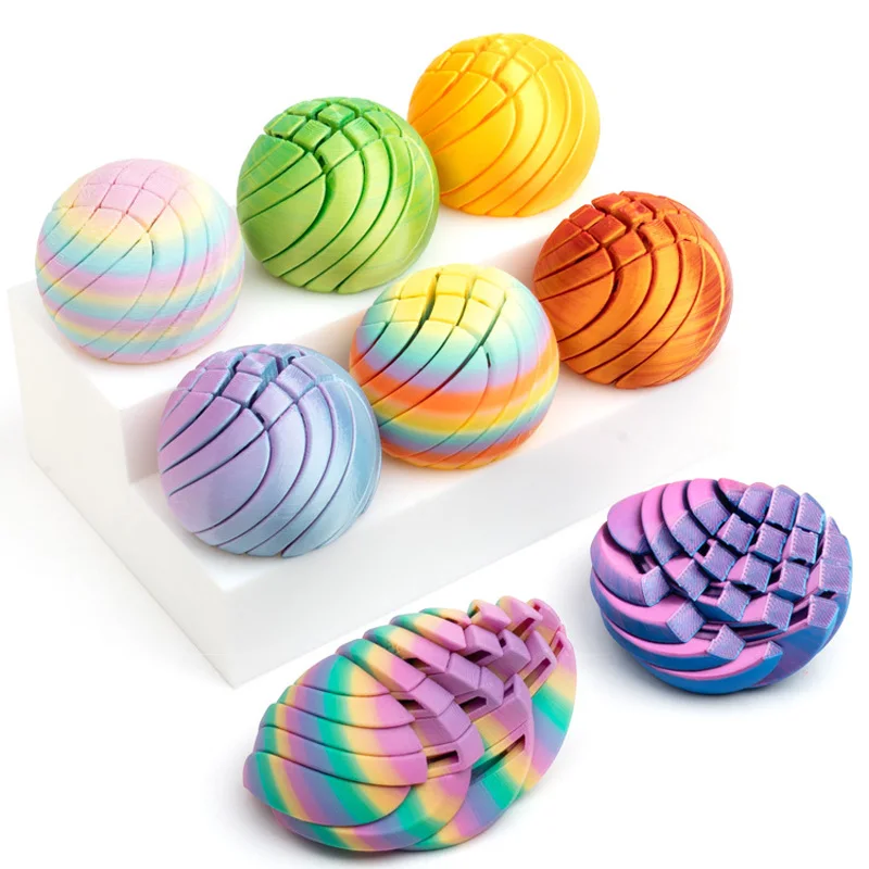 3D Printed Ball Fidget Twist Sphere Gear Circular Deformation Liquid Flow Ball Rotating Design Child Adults Anxiety Relief Balls
