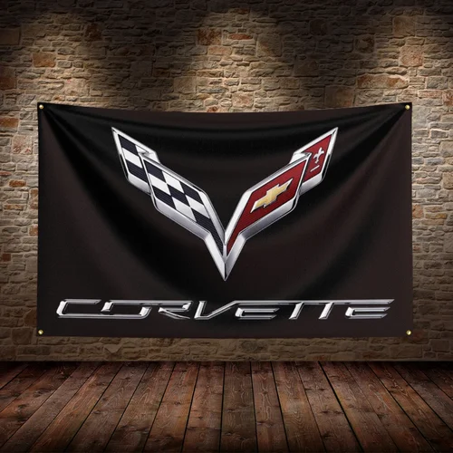 폴리에스터 프린트 자동차 깃발, 방 차고 장식용, 3×5 FT C-코르벳 레이싱 깃발  Best5