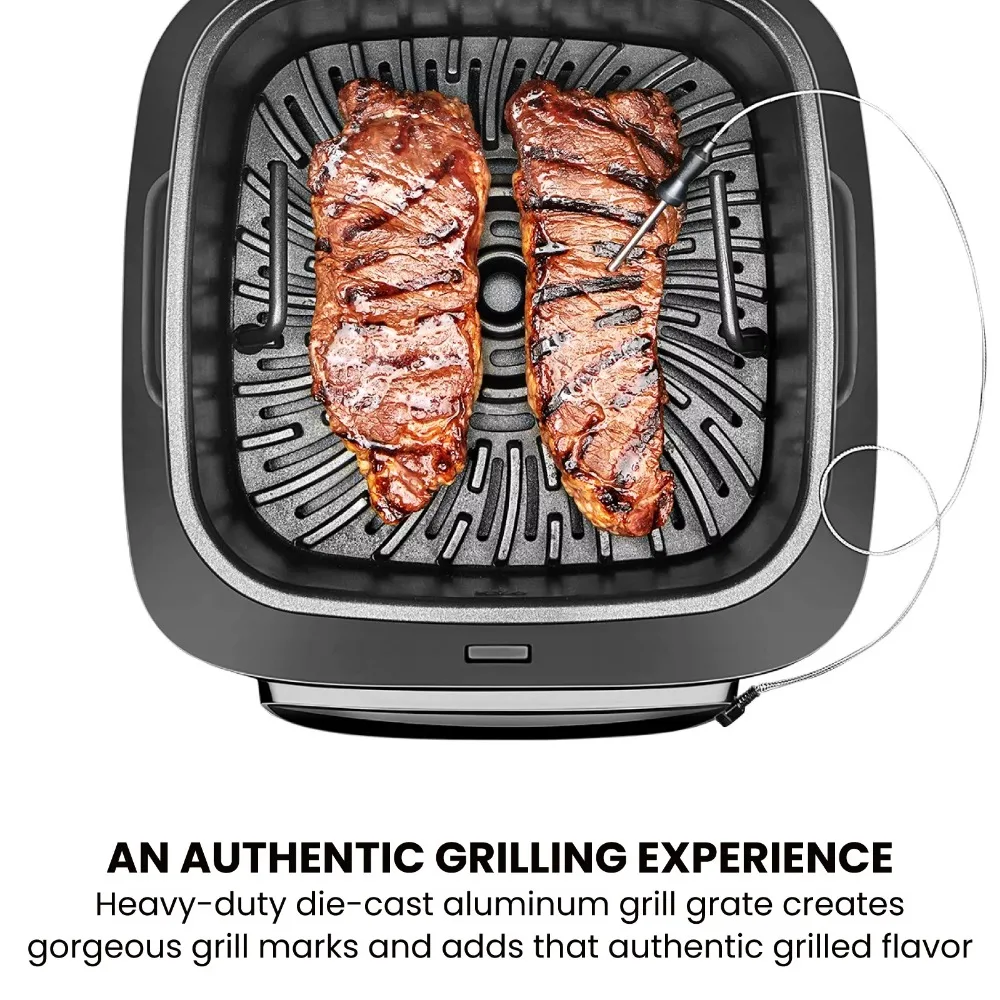 2023 New Chefman 5-in-1 Air Fryer + Indoor Grill with Cooking Thermometer, 7.4qt Capacity