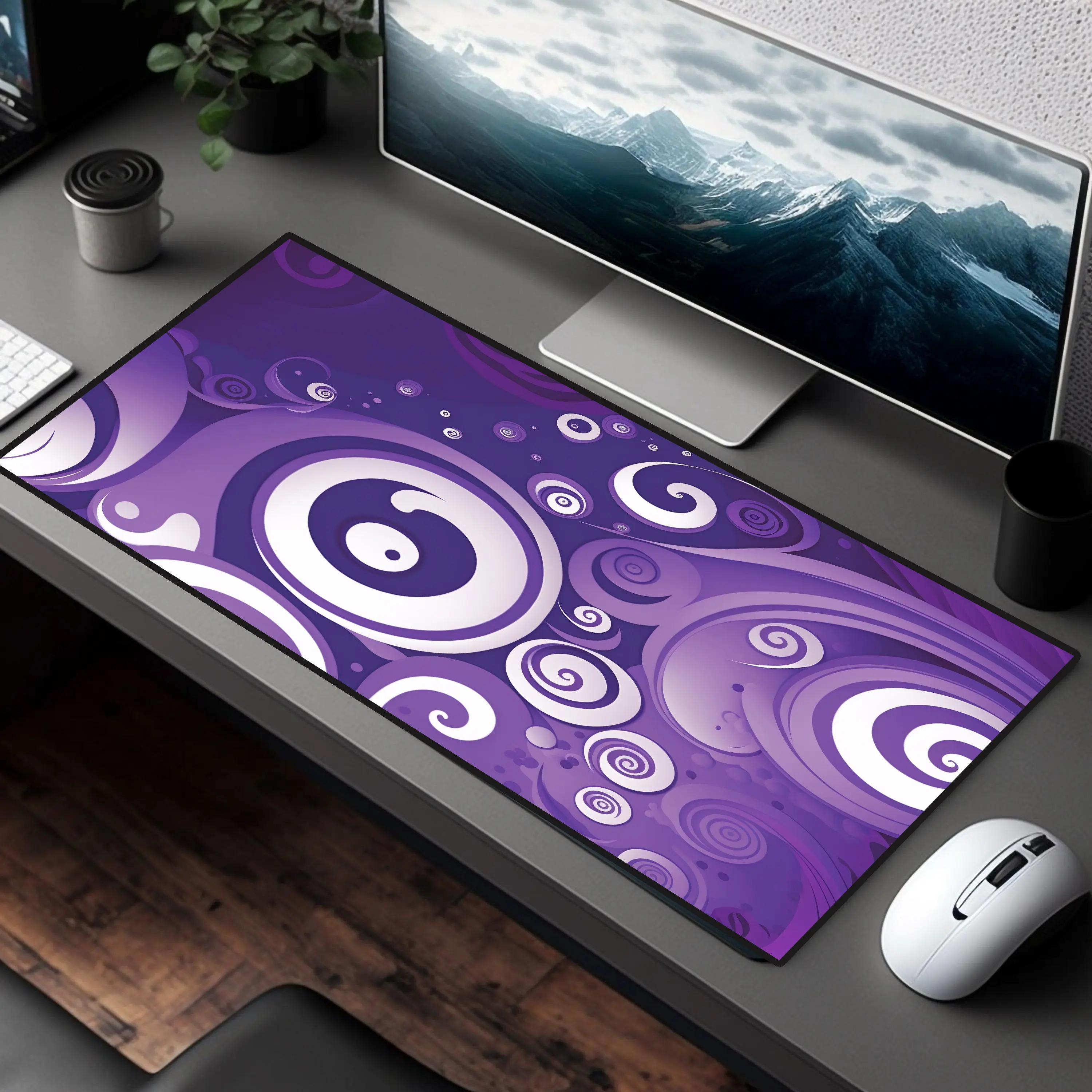 Purple Desk Mats, Minimalist Deskmat, Bohemian Style Mousepad, Cute Keyboard Pad, Aesthetic Laptop Mat,perfect Gift for Friends.