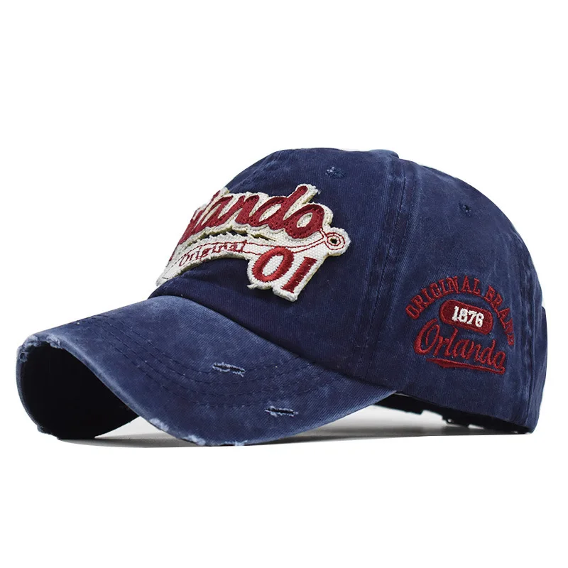 

Denim Washed Baseball Cap Snapback Hat Summer Auckland Orlando Letter Embroidery Sun Hat