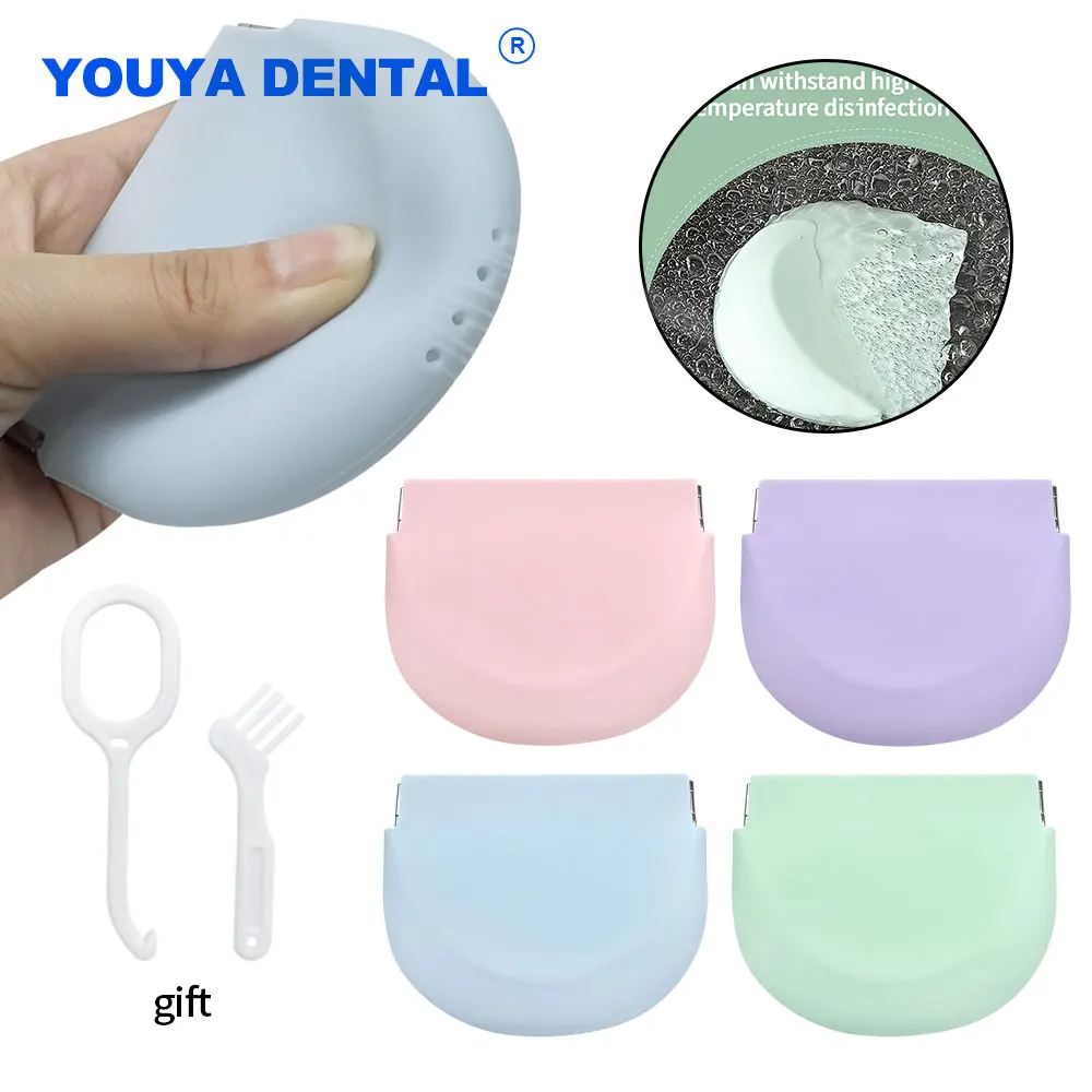 

Slim Dentistry Silicone Denture Case Mouth Guard Orthodontic Container False Teeth Storage Invisible Braces Holder Oral Hygiene