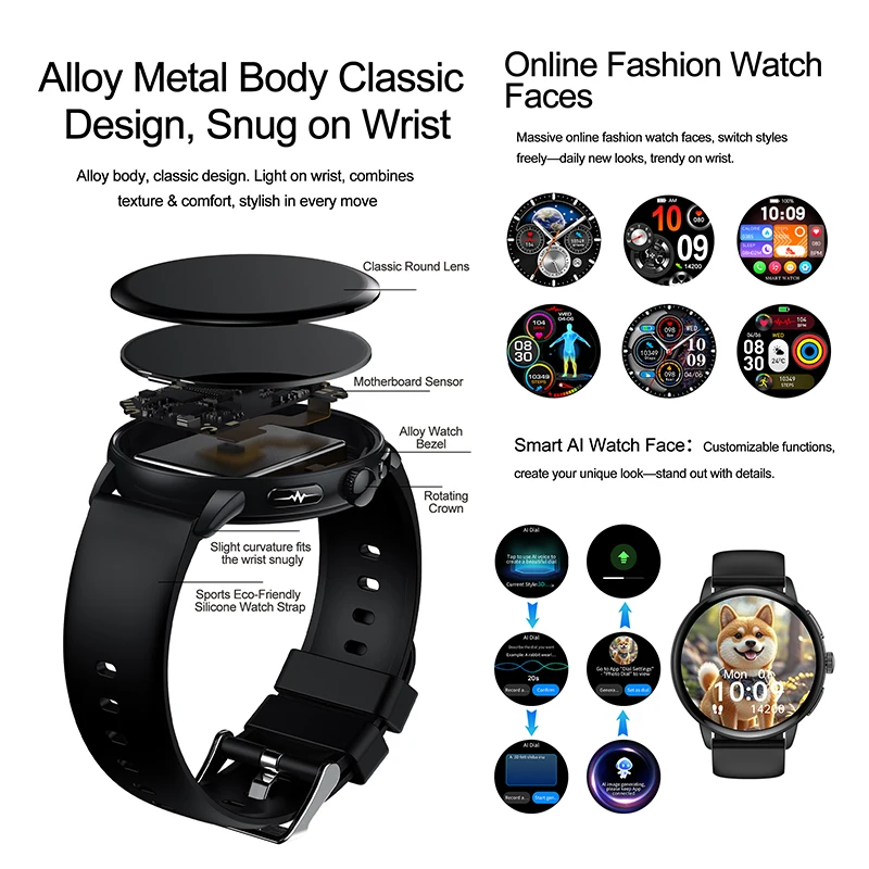 2026 جديد العلاج بالليزر ECG + PPG Smartwatch AI Q & A الياقوت الزجاج شاشة معدل ضربات القلب الدم الدهون حمض اليوريك الصحة IP68 ساعة ذكية #3