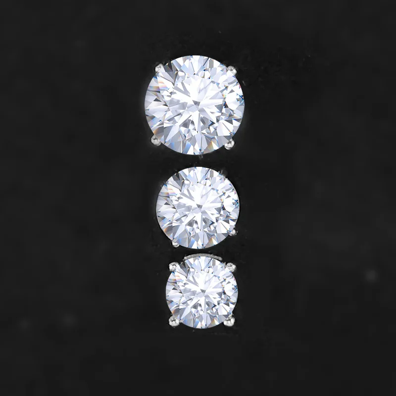 Round White Zircon Stud Earrings 925 Sterling Sliver Stud Earrings 6mm to 8mm Girlfriend\'s Gift