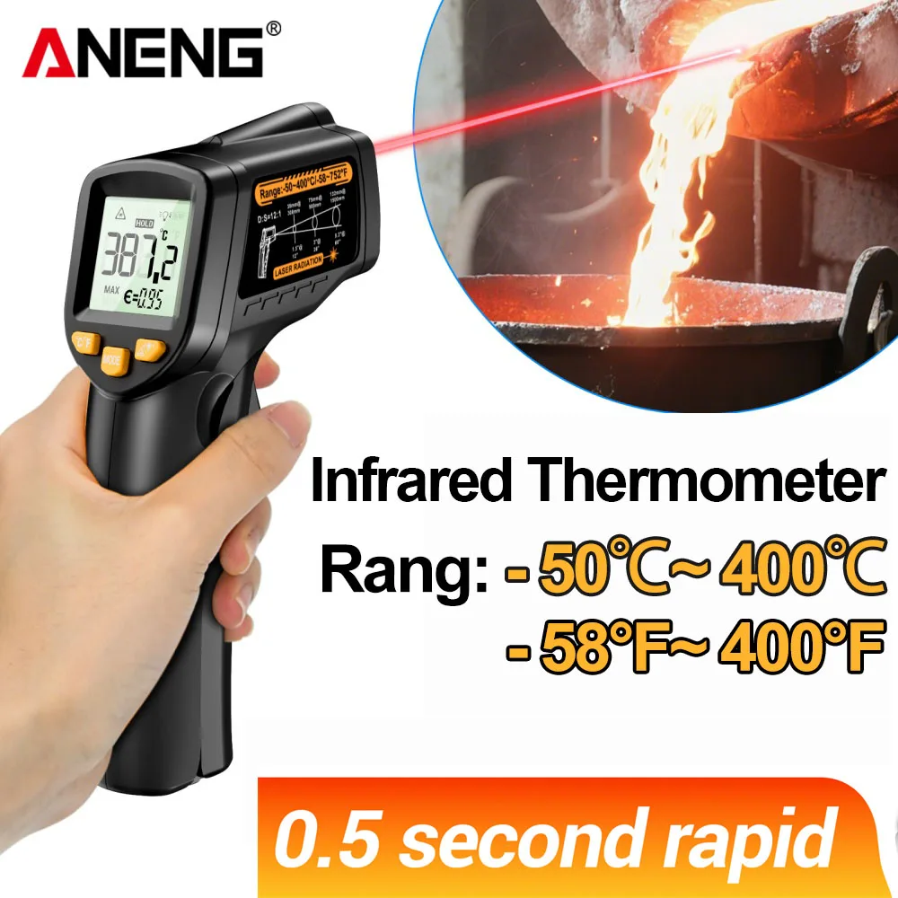 【セール中】デジタル赤外線温度計 非接触 -50~400 ℃   Temp ANENG TH109 TR レーザーメーター 工業用パイロメーター テスター 湿度計 ツール