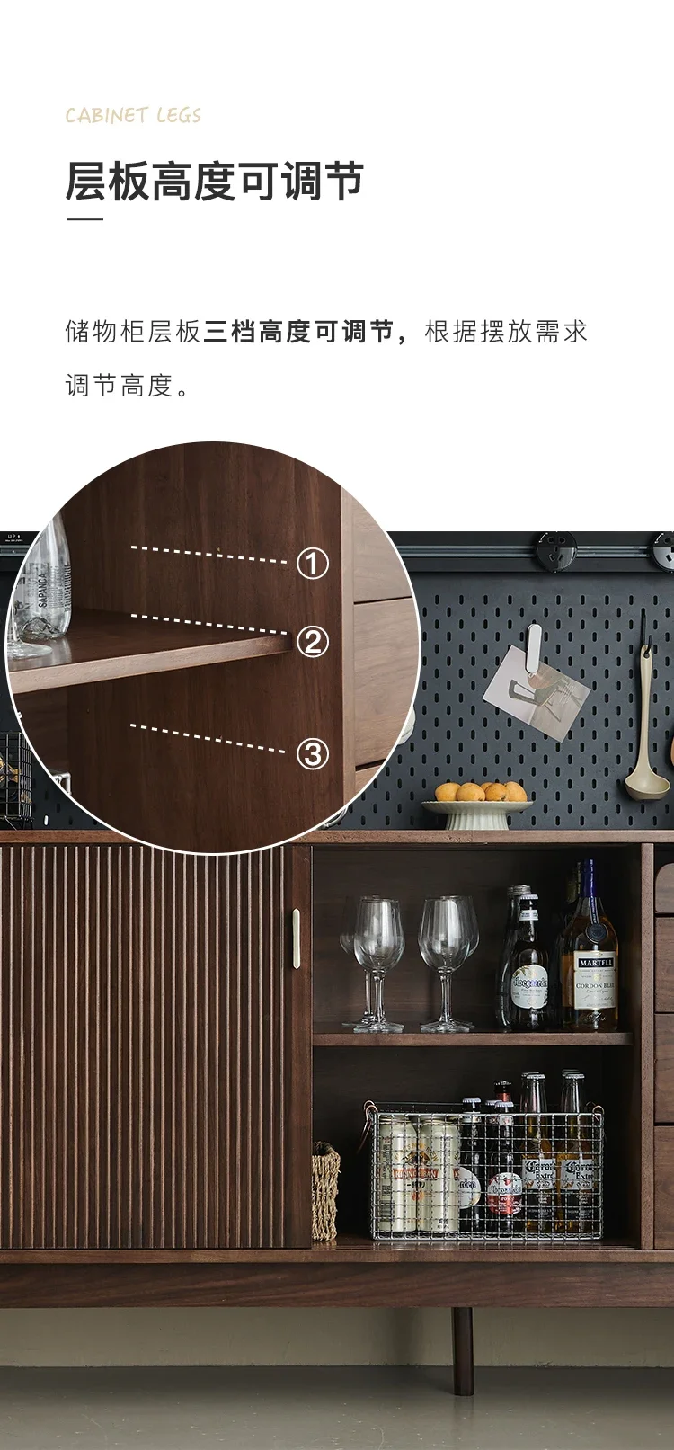 Solid wood dining cabinet,  high wine cabinet, integrated storage, tea and water cabinet, wall facing kitchen, bowl cabinet